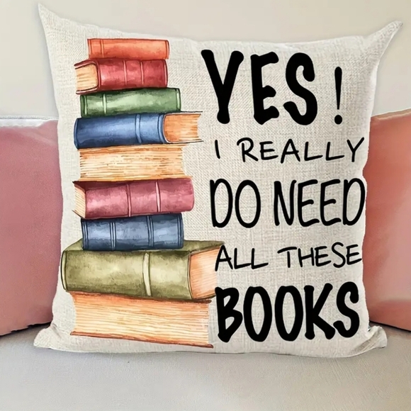 Last one! New! Cozy Book Lover Pillow Cover - Picture 1 of 7